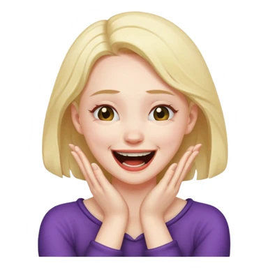 girl griping to her neck with her hands choking herself while laughing sticker