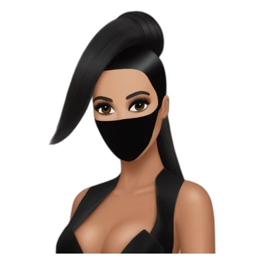 KIM kardashian wearing total black mask and dress balenciaga at met gala sticker