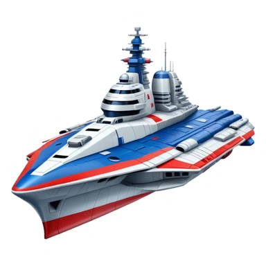 Enormous Russian battle cruiser spaceship with red white and blue markings sticker