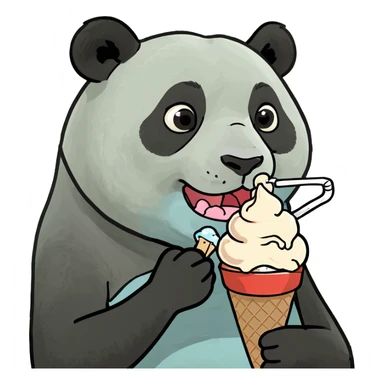 Panda eating ice cream sticker
