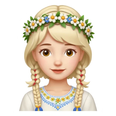 Ukrainian girl in a white embroidered shirt with a flower crown on her head sticker