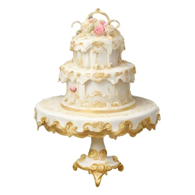 highly detailed white rococo cake sticker