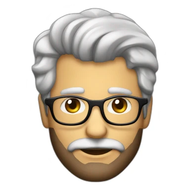 Hombre de cincuenta años pelo corto muy canoso con gafas sin marco y con barba corta sticker