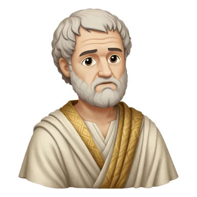 Cinematic Realistic portrait of Aristotle the philosopher, depicted as a wise, contemplative figure in detailed ancient Greek attire, with a textured draped robe and thoughtful expression, bathed in soft classical lighting that highlights his timeless intellect. sticker