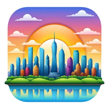 sunrise landscape with a city skyline sticker