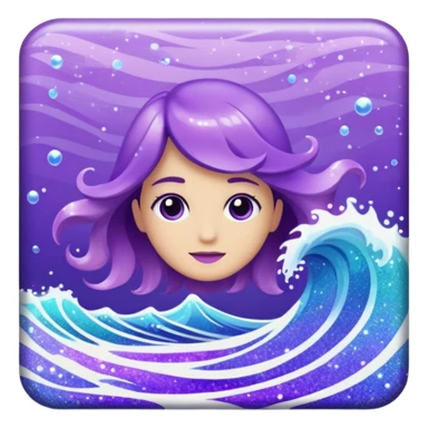 glitter purple cian wave ocean sticker