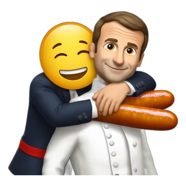 emmmanuel macron hugging a saussage sticker