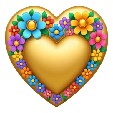 a golden heart studded with flowers sticker