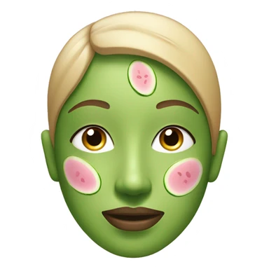 A serene face with an evenly applied green or pink clay mask and cucumber slices over the eyes. sticker