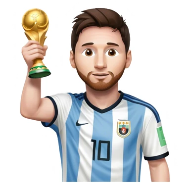 Lionel Messi celebrates with World Cup sticker