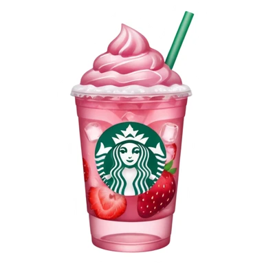 Starbucks pink drink with strawberries and ice sticker