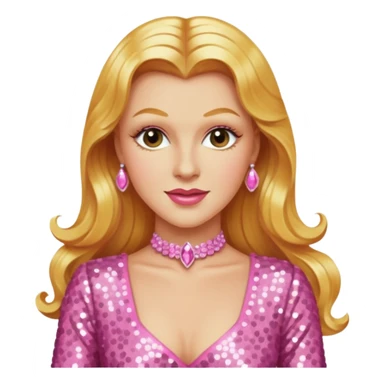 Ginger Rogers with long golden blonde hair, pink sequin outfit  sticker