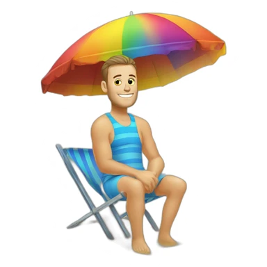 Jonathan Toews as beach bum under rainbow umbrella sticker