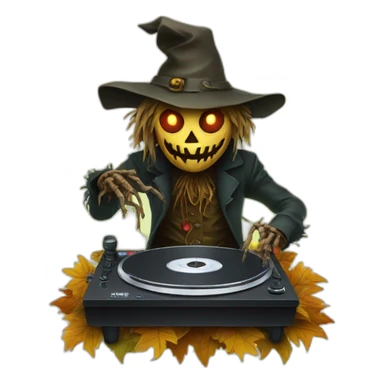 evil scarecrow on double turntables sticker