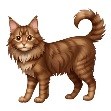 cinematic-brown-maine-coon-cat-full-body-on all fours-emoji,-head-tilted-playfully-and-inquisitively,-sleek--brown-fur,-simplified-yet-adorable-features,-highly-detailed,-glowing-with-a-warm,-friendly-glow -simplified-yet-realistic sticker