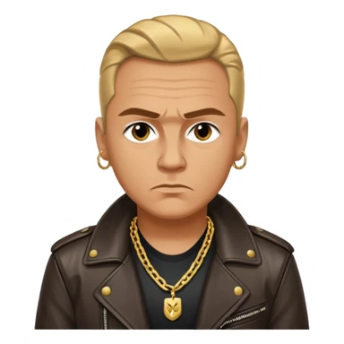 Russian 1990s gangster emoji, leather jacket, gold chain, serious face, cartoon style sticker