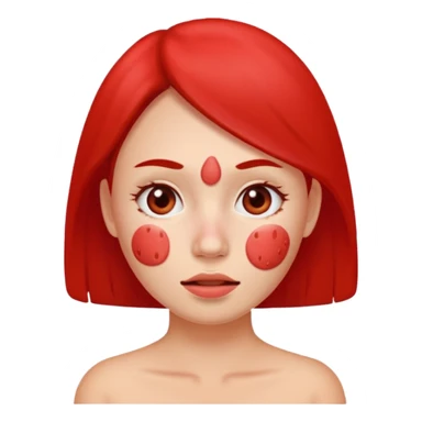 woman with red acne face sticker