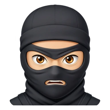 a ninja in a ski mask with an angry eye expression sticker