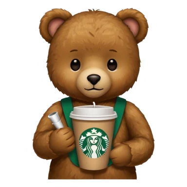teddy bear with one cup of starbucks coffee sticker