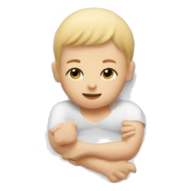 white baby lying in bed with white mom and white dad sticker