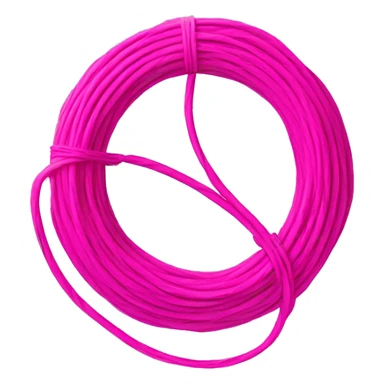Hot pink fiber optic cable wrapped around a pink earth sticker