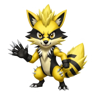 Shiny furry cool Zeraora-Lombax-Obstagoon-fusion sticker