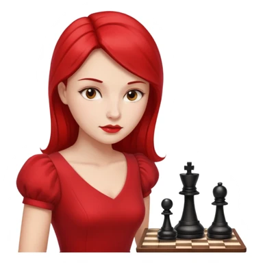 woman chess players in red outfits sticker