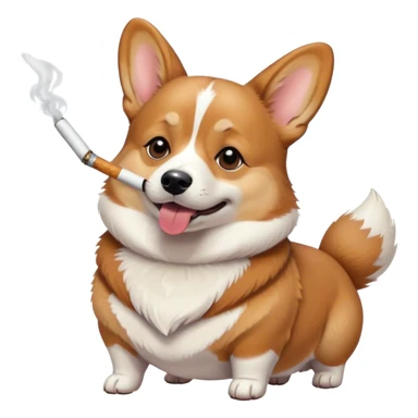 A corgi that looks Chinese smoking a cigarette  sticker