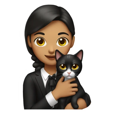 Spanish girl holding tuxedo cat sticker