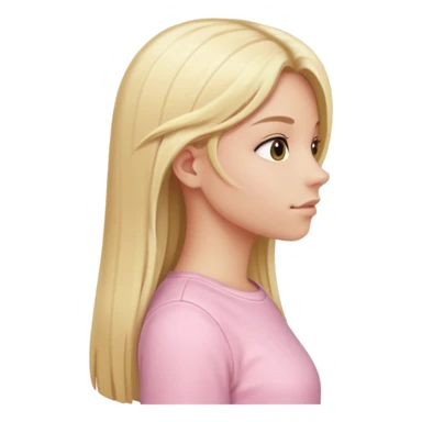 girl in light pink clothes, blonde with long straight hair, side view, variation 3 sticker