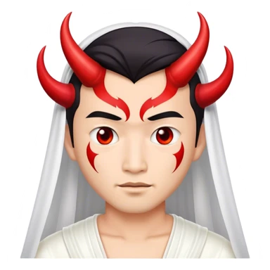 an asian male bride with the face of devil in wedding dress sticker