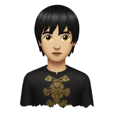 Byzantine Mexican Goth boy with black hair and bangs  sticker