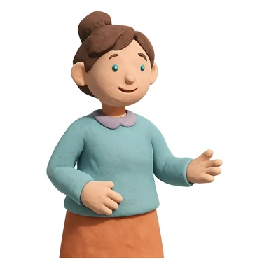 claymation style mom figure with pastel colors sticker
