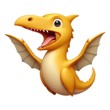 Cinematic Cute Yawning Pterodactyl Portrait Emoji, Head tilted slightly with a dramatic, wide-open yawn, showcasing a slender, gracefully curved body with softly drooping wings and sleepy, half-closed eyes, Simplified yet irresistibly cute features, highly detailed, glowing with a soft, cozy aerial glow, high shine, relaxed yet expressive, stylized with a dash of whimsical flight charm, soft glowing outline, capturing the essence of a drowsy yet affectionate Pterodactyl that appears ready to stretch and yawn its way out of the screen! sticker
