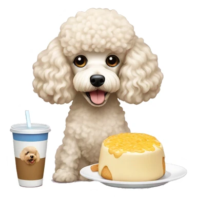 cream mini poodle have breakfast  sticker