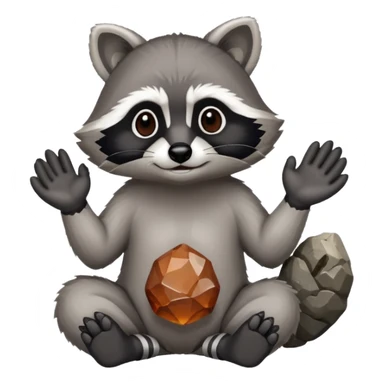 Raccoon with rock hands  sticker