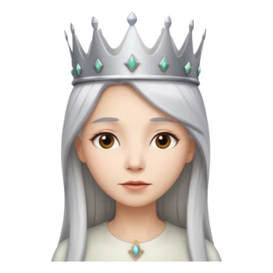 White silver straingt Long Haired Women, Queen with crown — soft expression sticker