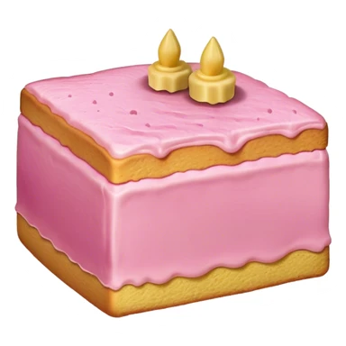 sweet simple slice of sponge cake, with pink frosting on the outside, pointing right sticker