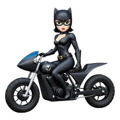 Rc toy sexy fenders on Catwoman’s buxom attractive armored midnight-colored tight outfit from tv series style dark knight movie stealthy accurate sporty safe deluxe off-road fast pursuit prototype concept car (black hair, sitting driving aggressively) rally vehicle  sticker