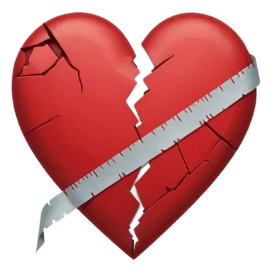 a dark red broken heart taped sticker