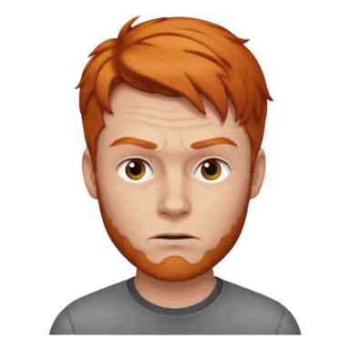 The 🤨 raised eyebrow emoji but with short ginger hair (a man) sticker