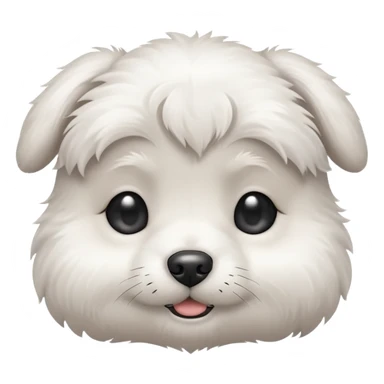 a white cute baby dog with a little gray stain on one eye sticker