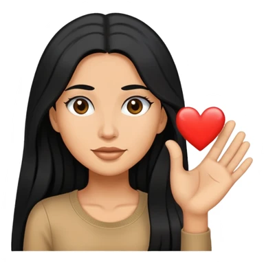 women with long black hair sending love sticker