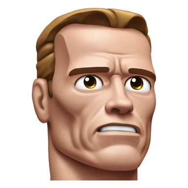 Upper body of a Terminator resembling Schwarzenegger, dressed entirely in pink, with a more human appearance and minimal robotic details. Ensure visible, realistic tears rolling down his cheeks, emphasizing the crying emotion. sticker
