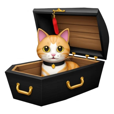cat in a coffin, emoji style sticker