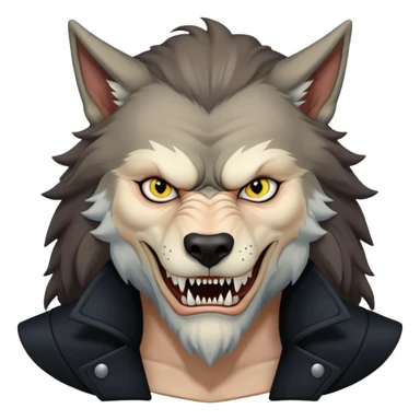 Fenrir Greyback in harry potter, black open chest coat, wolf face, bared teeth sticker