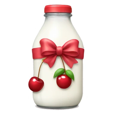 aesthetic milk bottle with a cherry bow sticker