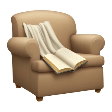 Simple Beige Armchair with blanket and open book on it sticker