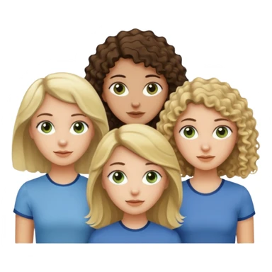A trio of friends girls (one straight haired brown eyed brunette, another straight haired Blueish greenish eyed blonde and the last girl a browned eyed curly haired brunette sticker