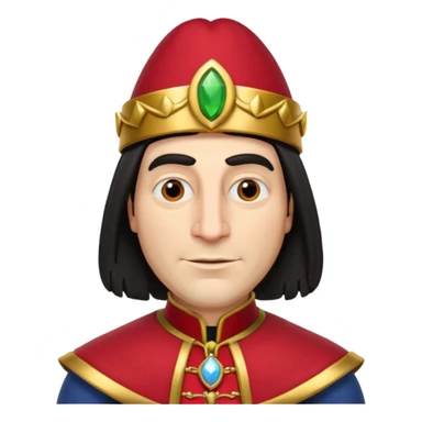 lord farquad avec un chapeau rouge et une bordure dorée pres du crane sticker